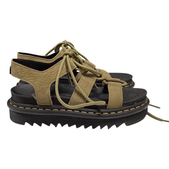 Dr Martens Sandals Women 7 Green Nartilla Leather Lace Up Platform Gladiator NEW - Picture 6 of 12
